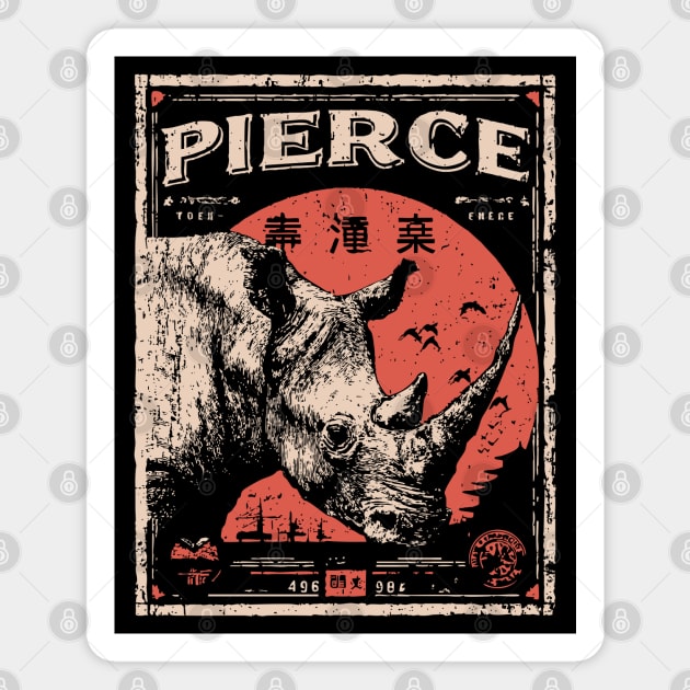 Rhino Pierce Brutalist Wildlife Poster Magnet by TuncGK